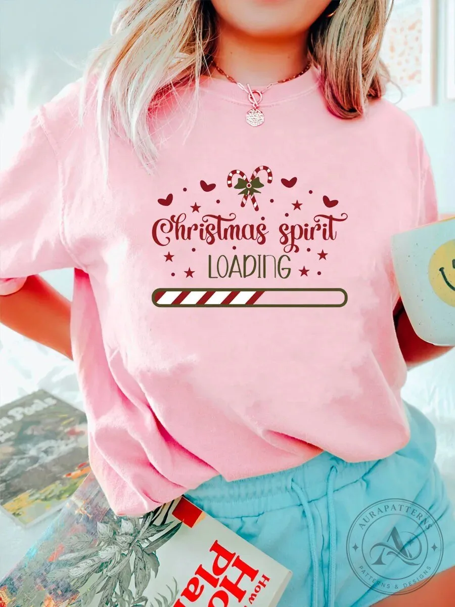 Christmas Spirit Loading Bar Holiday Celebration Pink T-Shirt