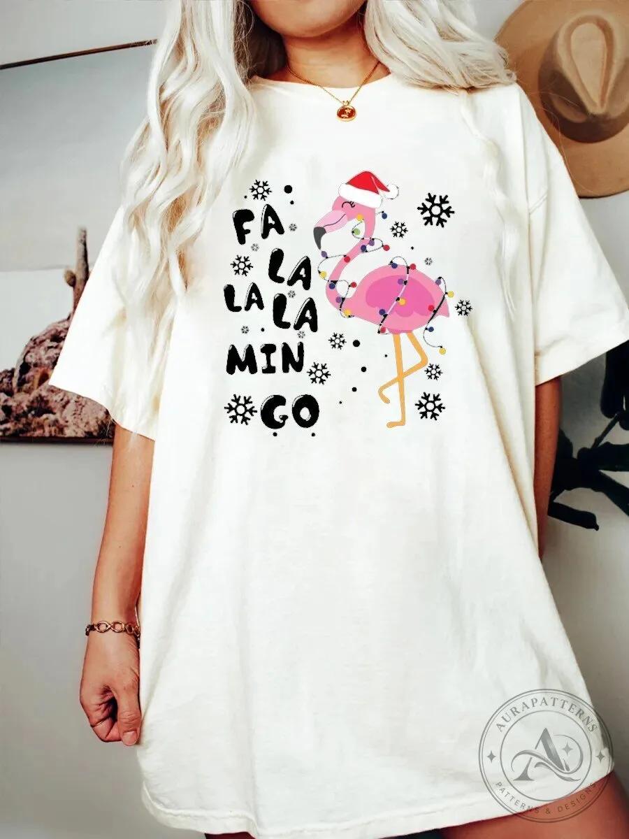 Fa La La La La Min Go Christmas Flamingo Holiday T-Shirt