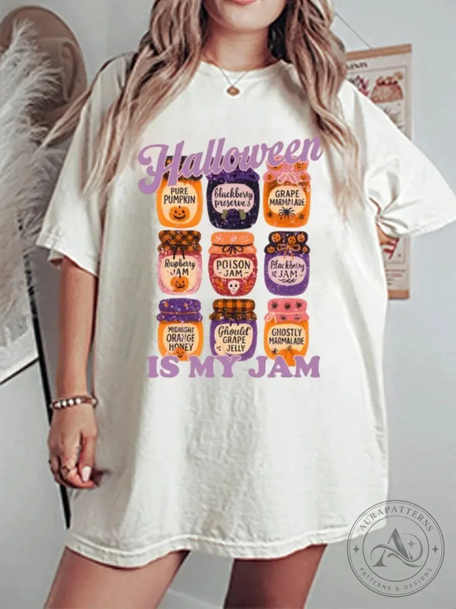 Halloween Is My Jam Graphic T-Shirt, Spooky Season Fall Harvest Jam Jars Tee