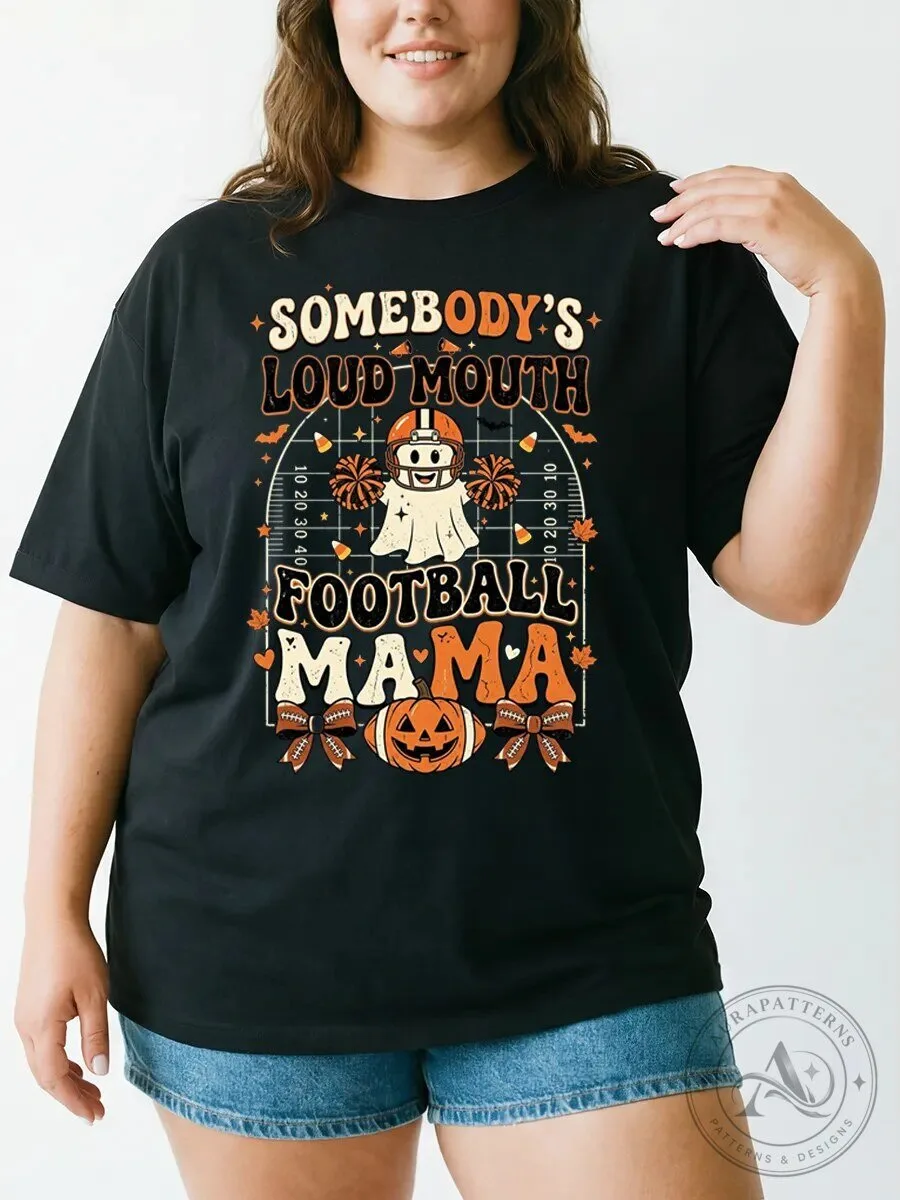 Halloween Graphic Tee Somebody's Loud Mouth Football Mama T-Shirt