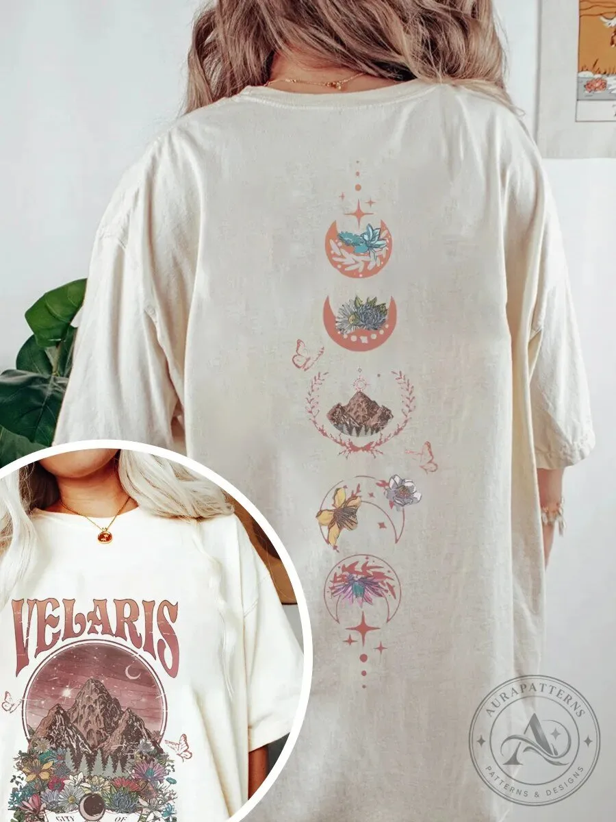 Velaris City Of Starlight Moon Phases Fantasy Book Lover T-Shirt