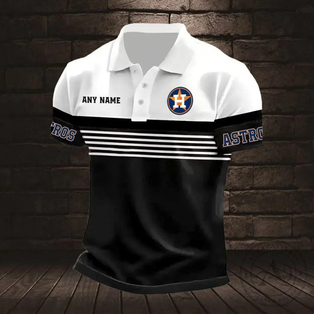 Houston Astros Personalized Name Striped Multi Color Polo Shirt for Men