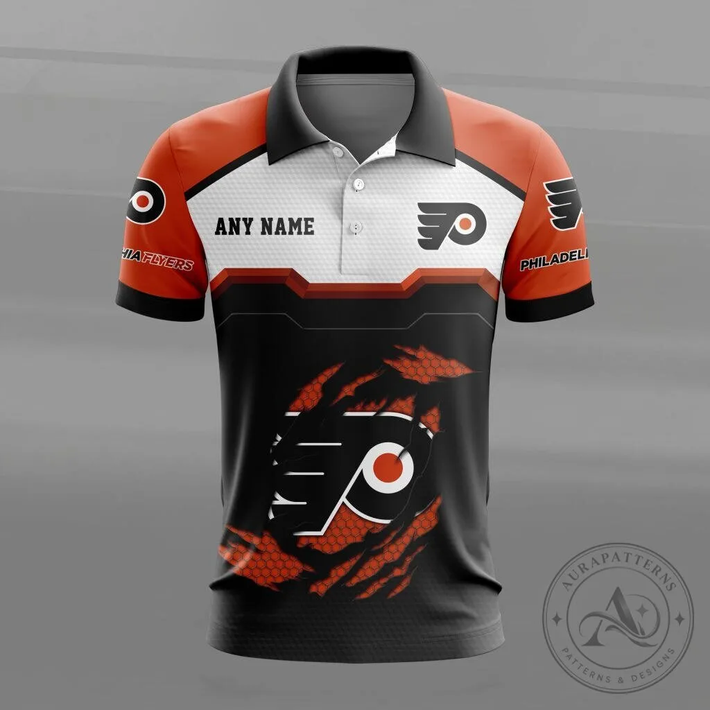 Philadelphia Flyers Personalized Name MultiColor Polo Shirt for Men