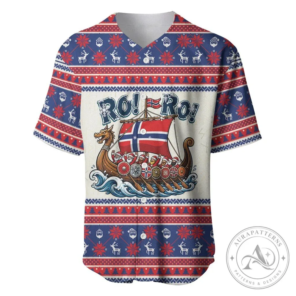 Norway Christmas Viking Santa Claus Ro Ro Baseball Jersey