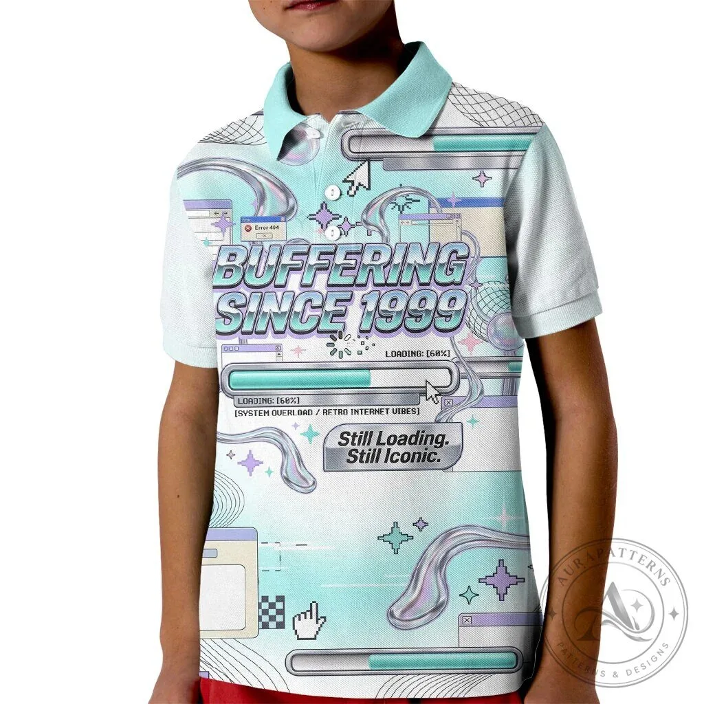 Buffering Since 1999 Retro Internet Vibes Kid's Polo Shirt