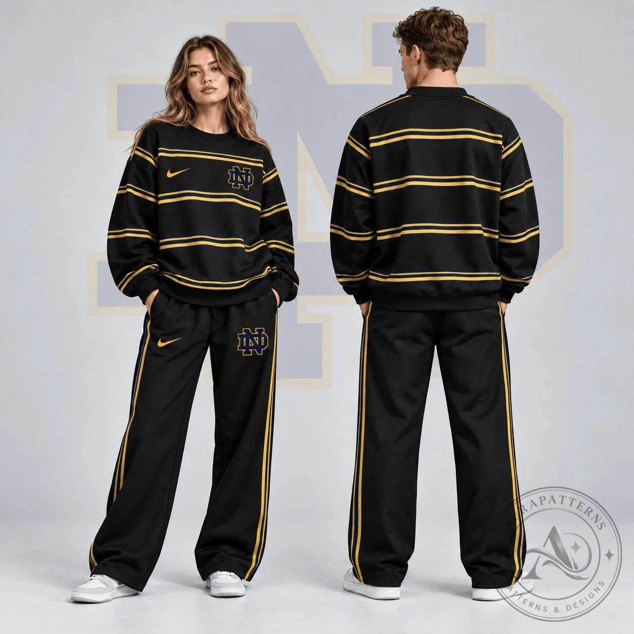 Notre Dame Fighting Irish NCAA Horizontal Stripe Crewneck Sweatshirt 6 Notre Dame Fighting Irish NCAA Horizontal Stripe Crewneck Sweatshirt