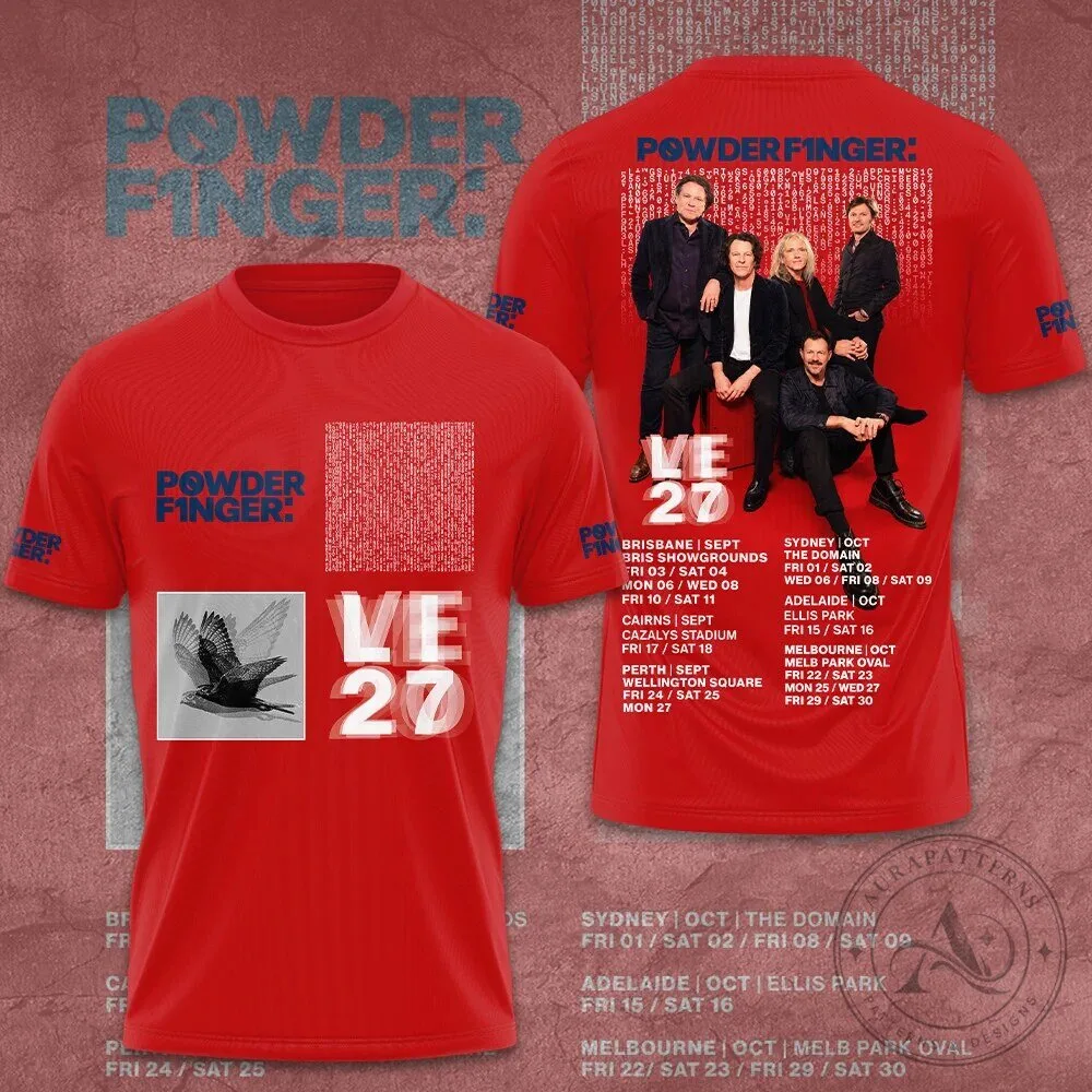 Powderfinger Live 2027 Australian Tour Concert Red Band T-Shirt