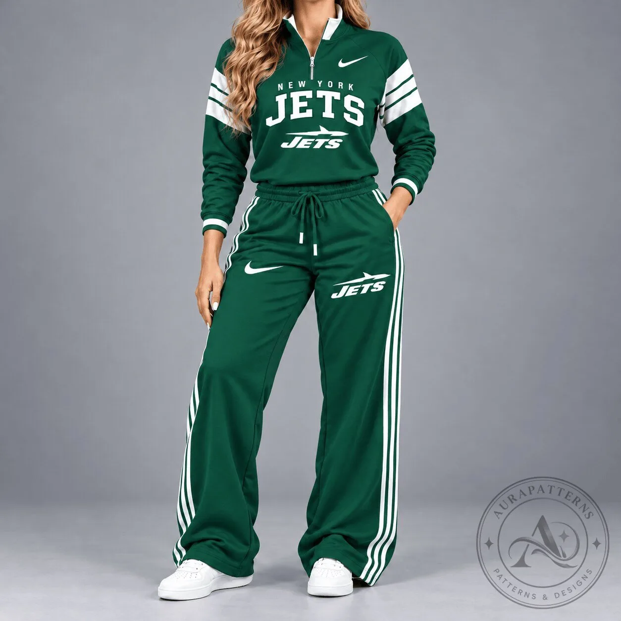 New York Jets Women's Quarter-Zip Track Jacket and Pants Set