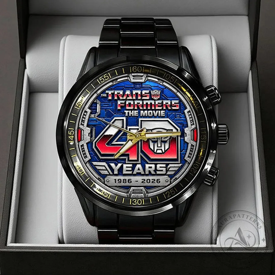 Transformers The Movie 40th Anniversary 1986-2026 Black Stainless Steel Watch
