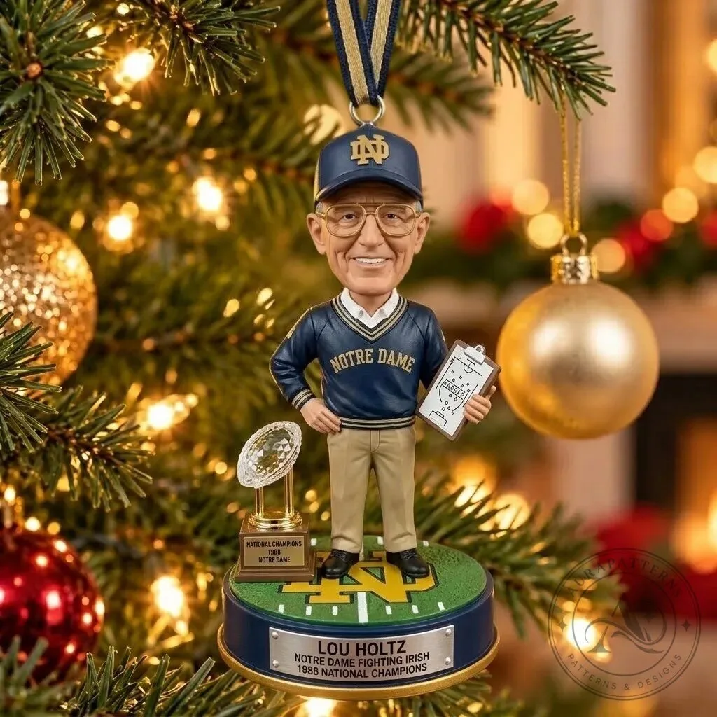 Lou Holtz Notre Dame Fighting Irish Football Coach Christmas Tree Ornament