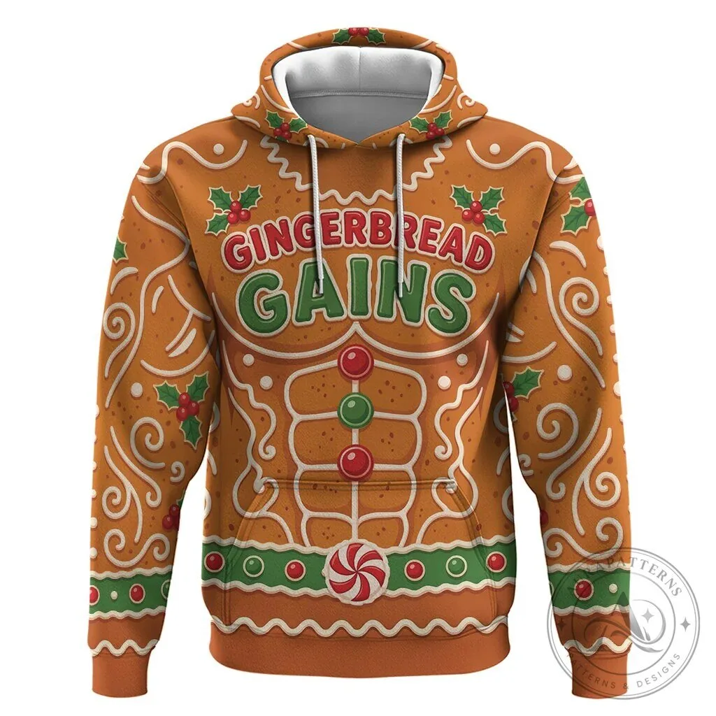 Gingerbread Gains Bodybuilder Christmas Holiday Full Zip Hoodie 11 Gingerbread Gains Bodybuilder Christmas Holiday Full Zip Hoodie