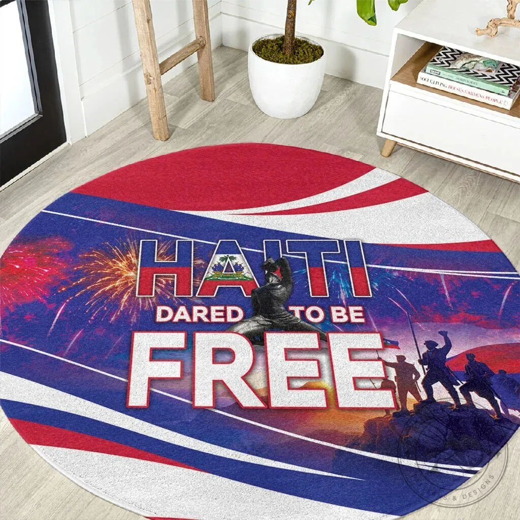 Haiti Independence Day Dared To Be Free Haitian Pride Round Area Rug