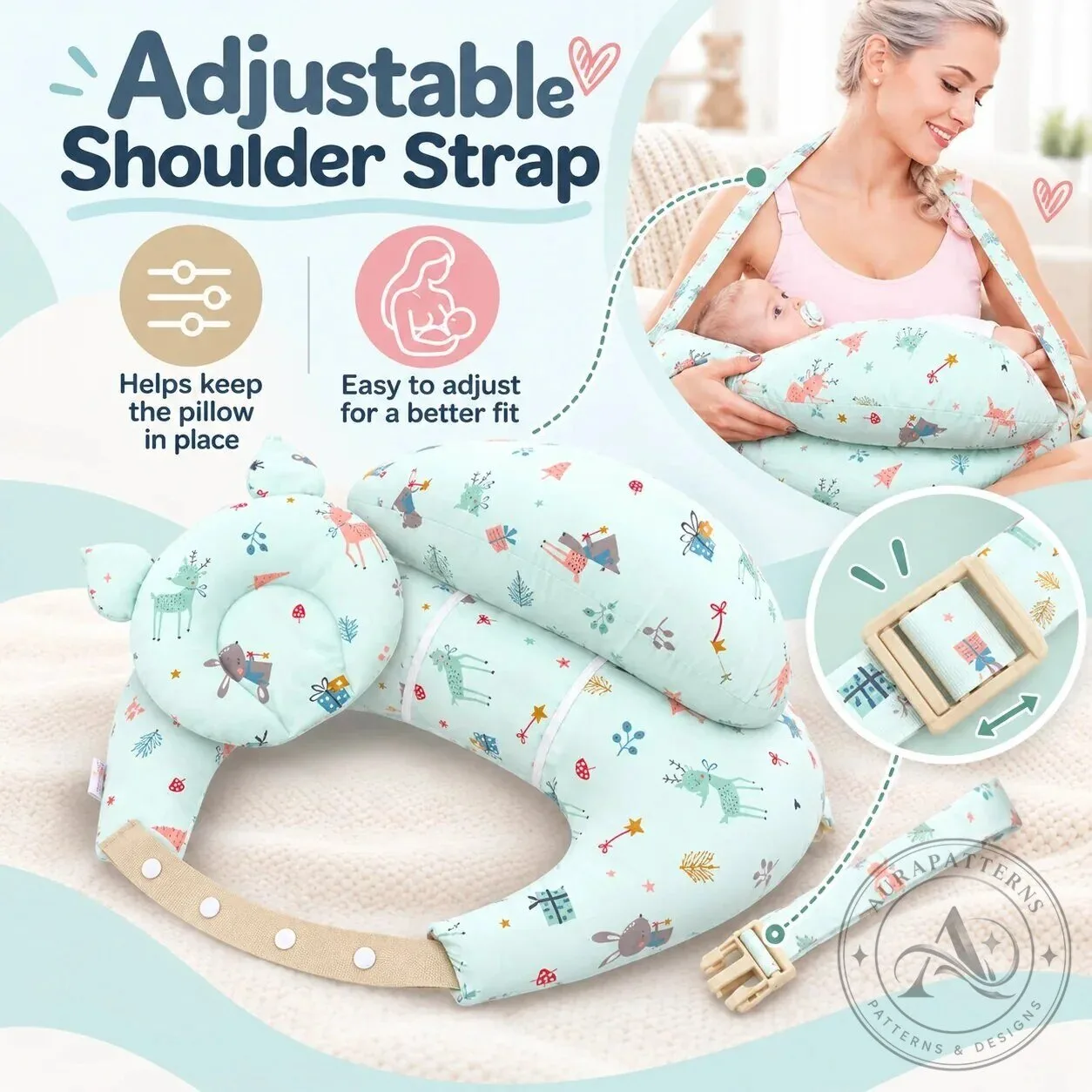 Ergonomic Nursing Pillow Hands-Free Feeding Cushion with Adjustable Shoulder Strap 11 Ergonomic Nursing Pillow Hands-Free Feeding Cushion with Adjustable Shoulder Strap