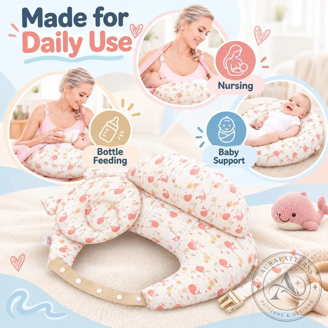 Ergonomic Nursing Pillow Hands-Free Feeding Cushion with Adjustable Shoulder Strap 16 Ergonomic Nursing Pillow Hands-Free Feeding Cushion with Adjustable Shoulder Strap