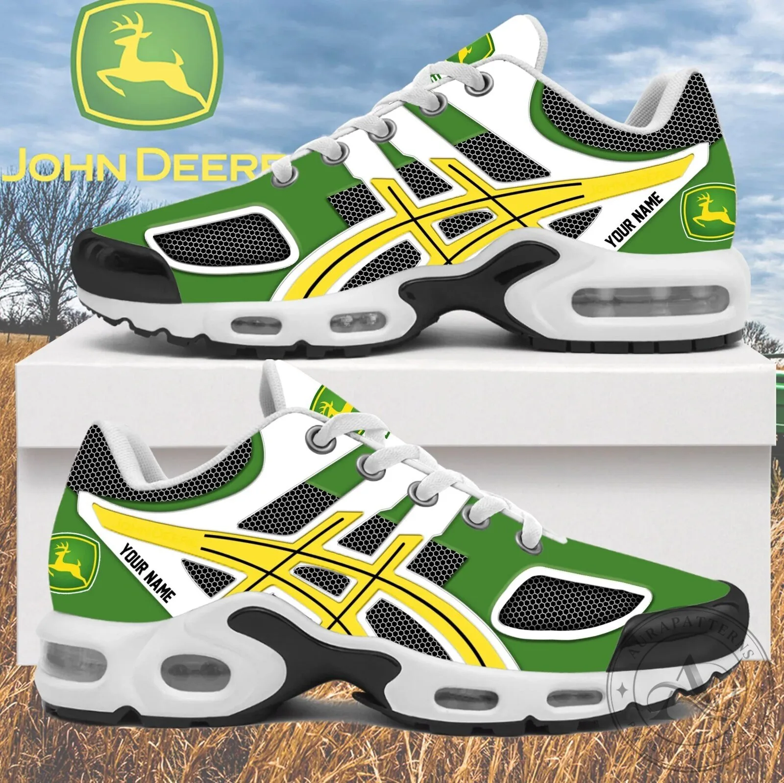 John Deere Green and Yellow Personalized Athletic Shoes