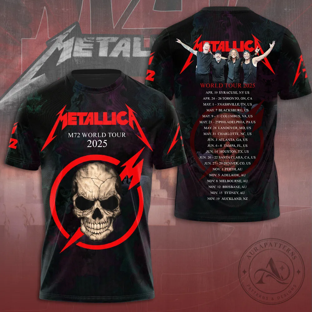 Metallica M72 World Tour 2025 Skull Graphic Band Music T-Shirt