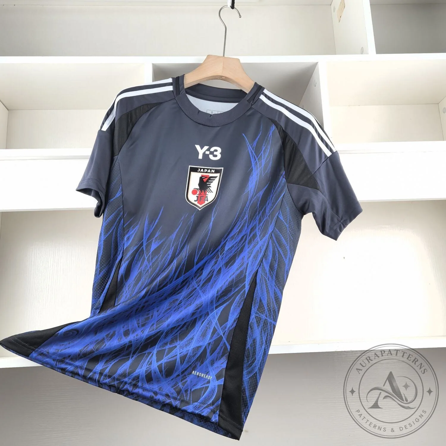 Japan National Football Team Y-3 Aeroready Blue and Black Fan Jersey