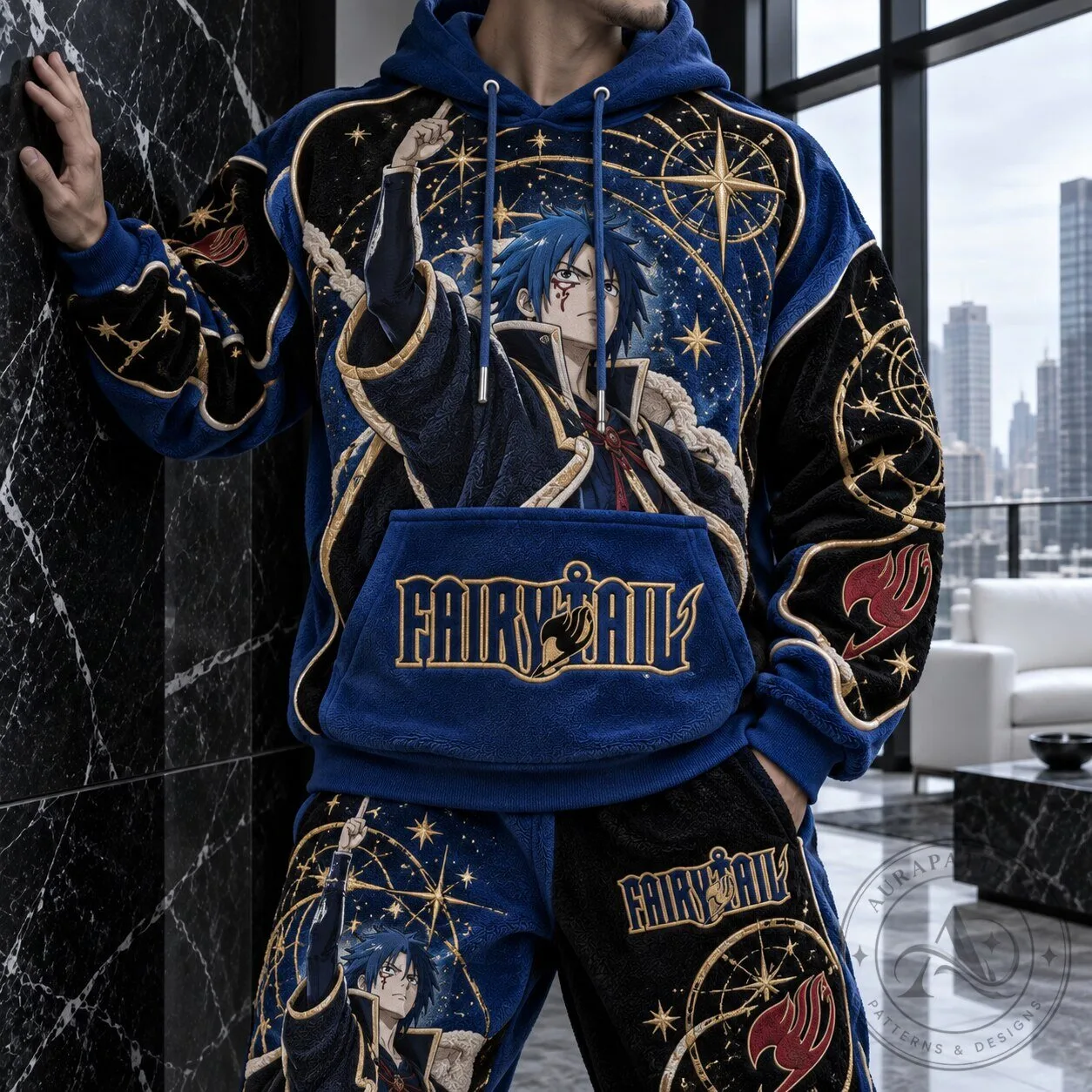Fairy Tail Jellal Fernandes Anime Character Art Blue Hoodie