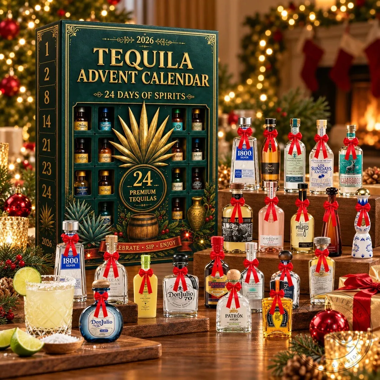 Tequila Advent Calendar 2026 Christmas Countdown Gift Box with 24 Premium Tequilas