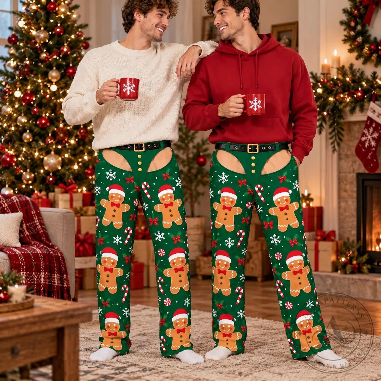 Funny Gingerbread Man Christmas Open Butt Holiday Gag Lounge Pants