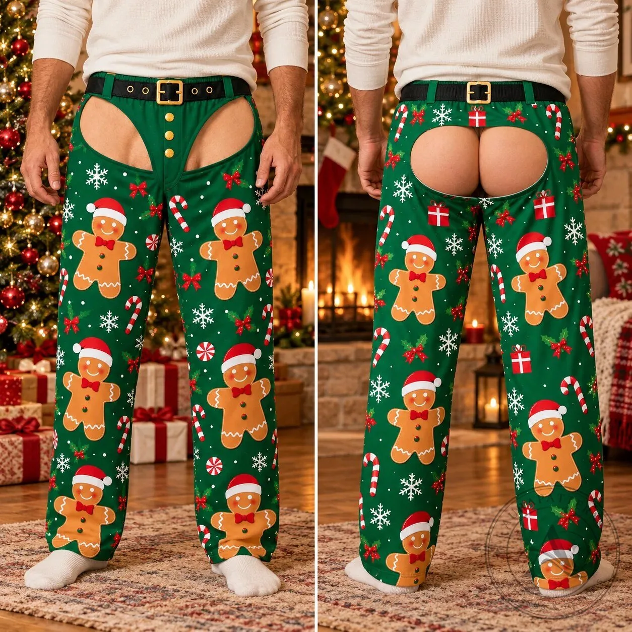 Funny Gingerbread Man Christmas Open Butt Holiday Gag Lounge Pants 11 Funny Gingerbread Man Christmas Open Butt Holiday Gag Lounge Pants