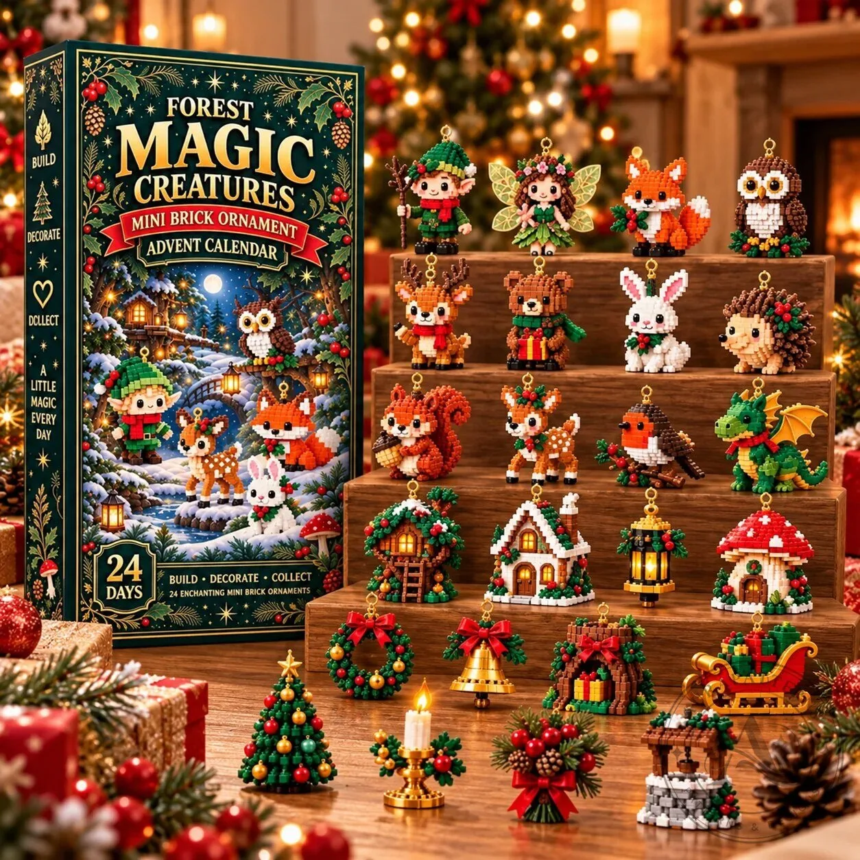 Forest Magic Creatures Mini Brick Ornament Advent Calendar Christmas Building Set