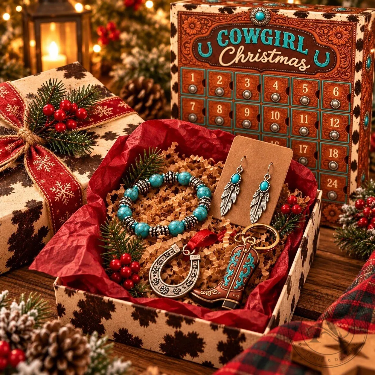 Cowgirl Christmas Western Jewelry Advent Calendar Holiday Gift Box