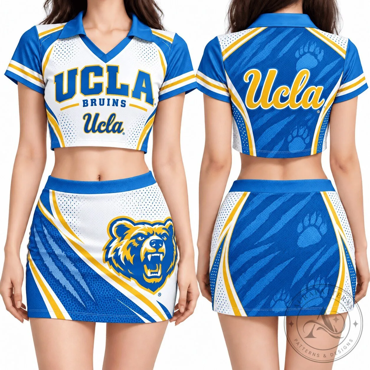 UCLA Bruins Women's Cropped V-Neck Polo Shirt and Skirt Set