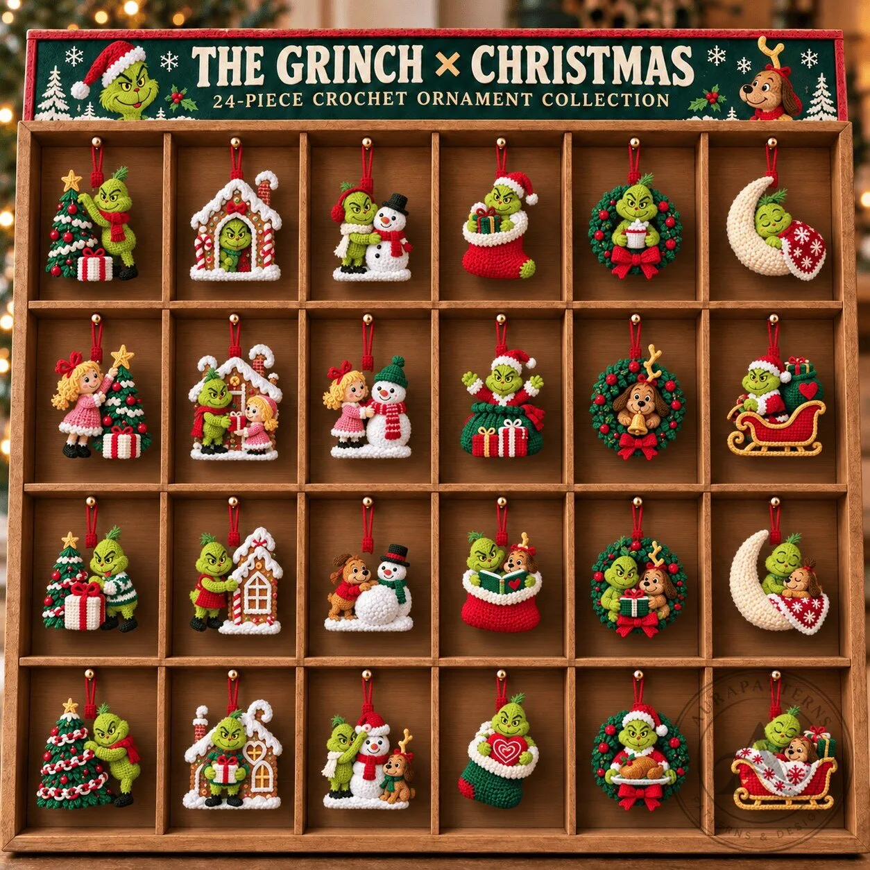 The Grinch Christmas Crochet Ornament Collection Holiday Decor Set