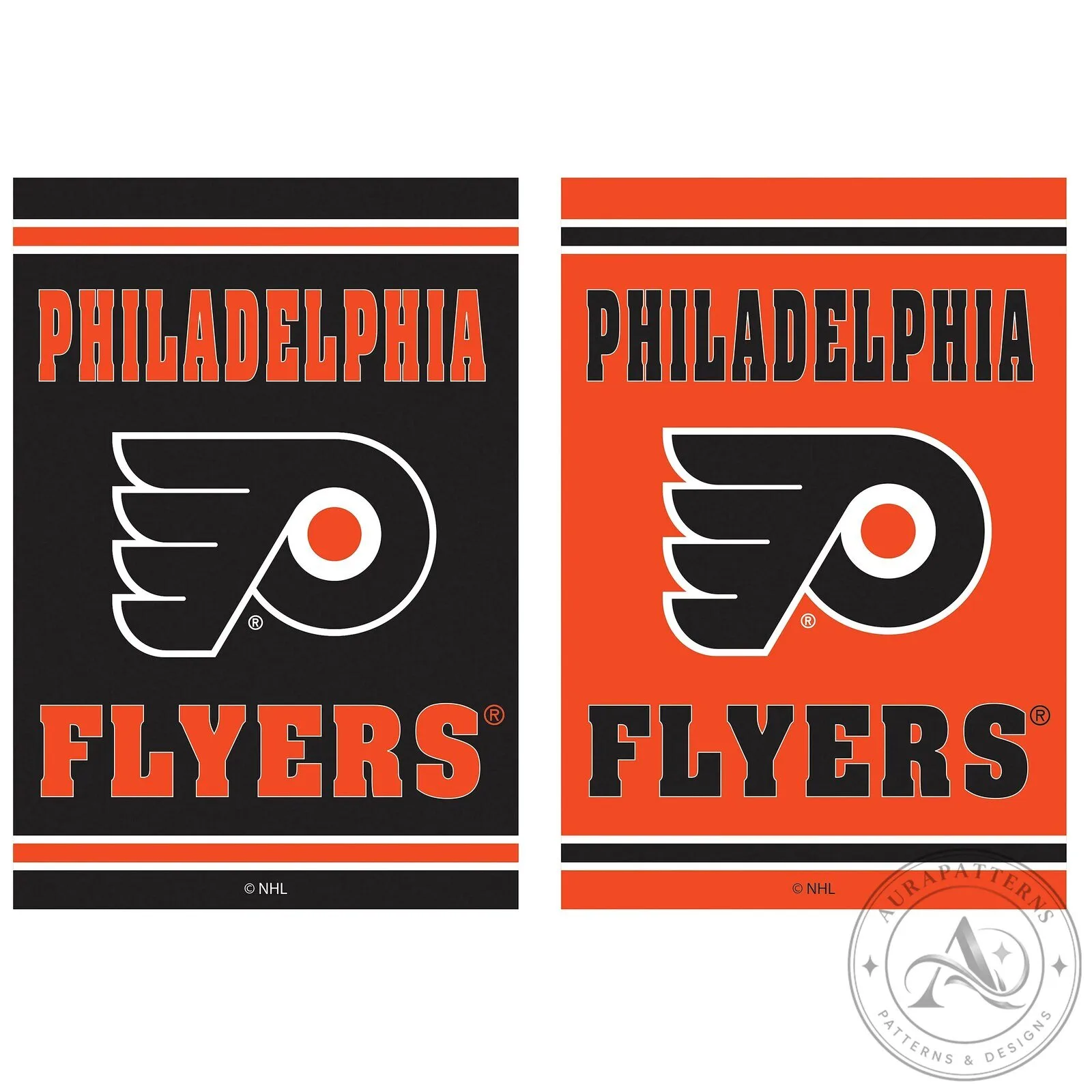Philadelphia Flyers NHL Team Logo Black and Orange Decorative House Flag