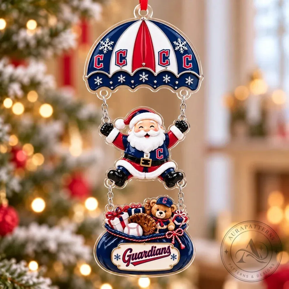Cleveland Guardians Santa Claus Parachute Christmas Tree Ornament