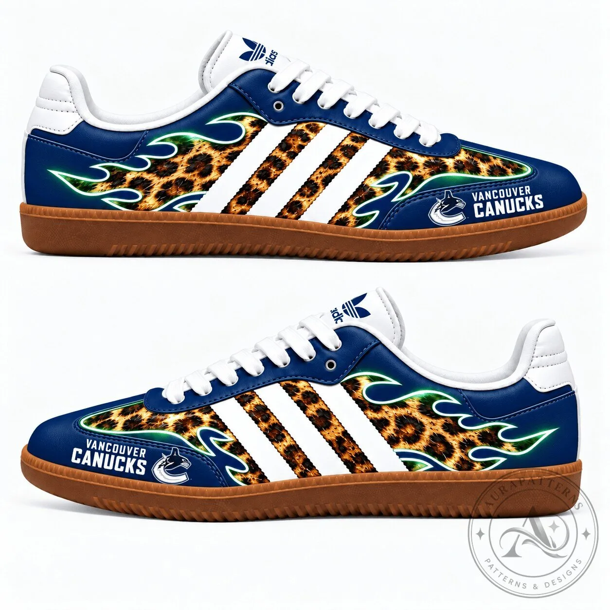 Vancouver Canucks Leopard Print Flames NHL Team Logo Shoes