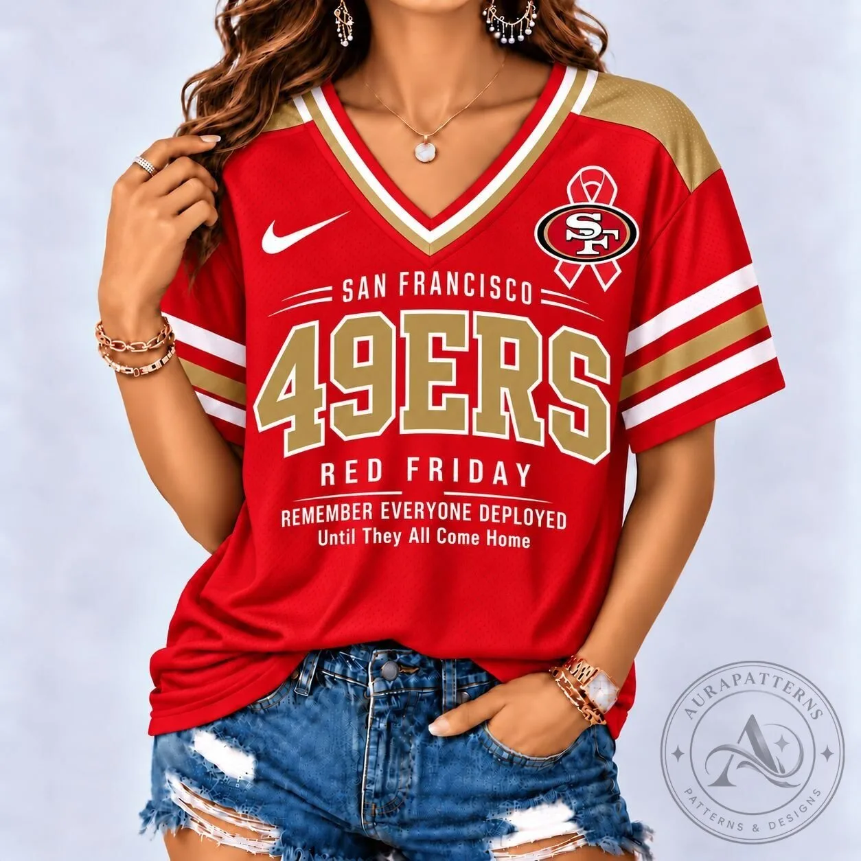 Red Friday T-Shirt Supporting Everyone Deployed - San Francisco 49ers