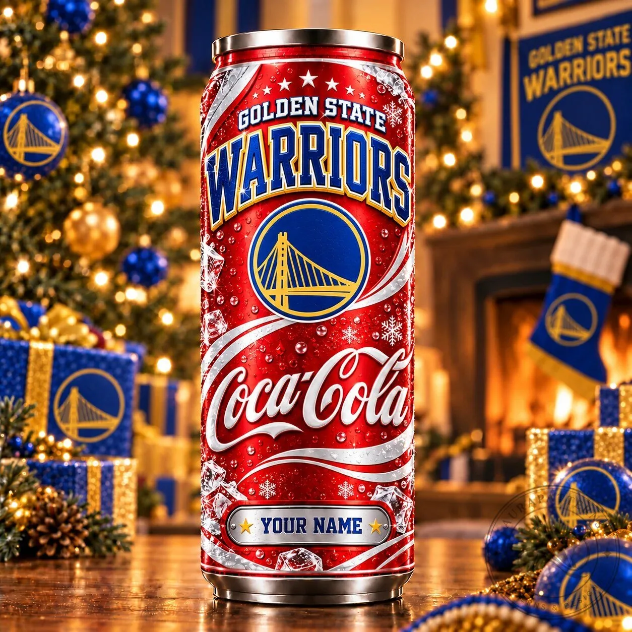 Golden State Warriors Coca-Cola Can Personalized Christmas Tumbler