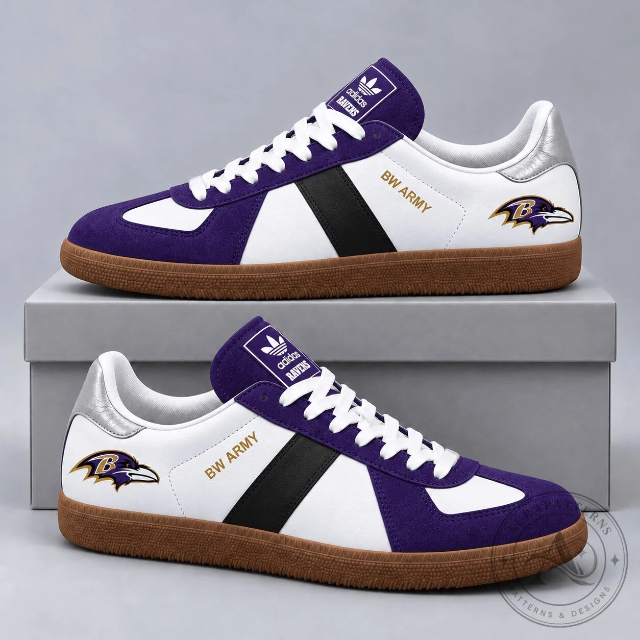 Baltimore Ravens NFL Football Team Adidas BW Army Style Sneakers Shoes