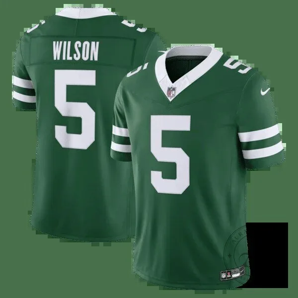 Garrett Wilson New York Jets Green Football Jersey Number 5 18 Garrett Wilson New York Jets Green Football Jersey Number 5