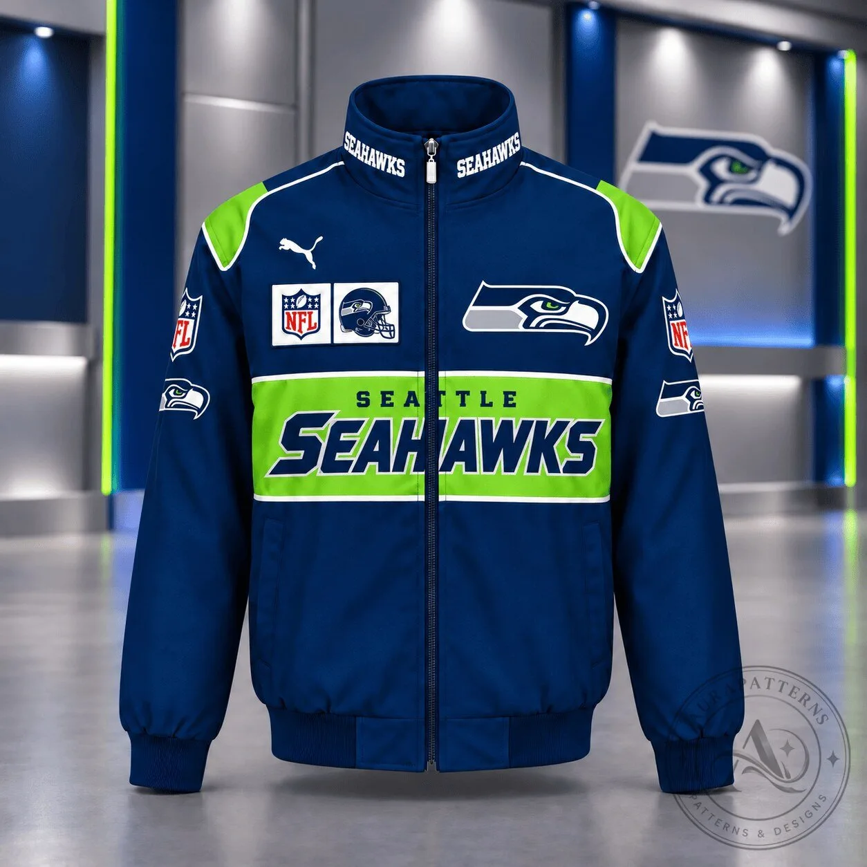 Seattle Seahawks NFL Football Team Spirit Full-Zip Casual Jacket