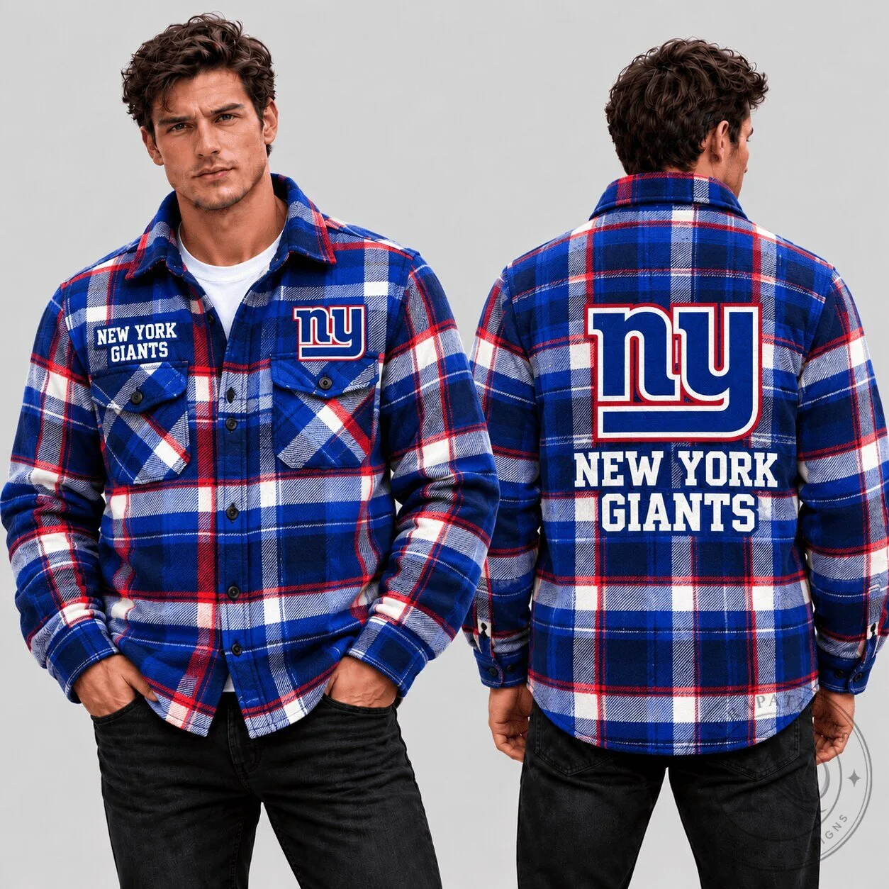 New York Giants NFL Classic Game Day Flannel Button-Up Shirt for Men