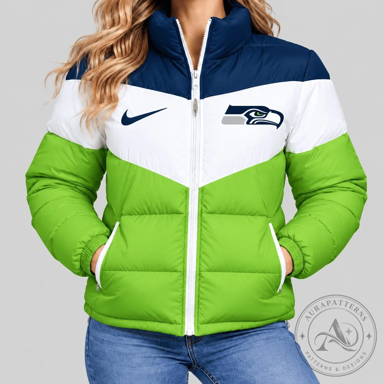 Seattle Seahawks Nike Chevron Puffer Jacket for Women