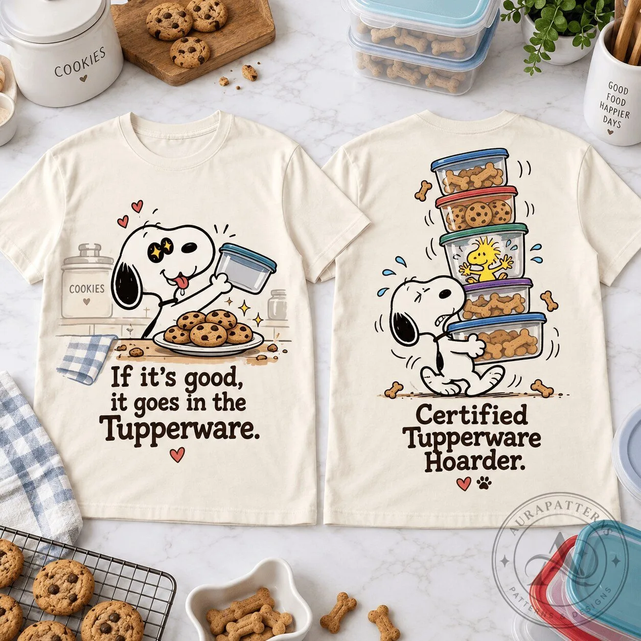 Snoopy Tupperware Cookie Hoarder Kitchen Lover T-Shirt 1 Snoopy Tupperware Cookie Hoarder Kitchen Lover T-Shirt