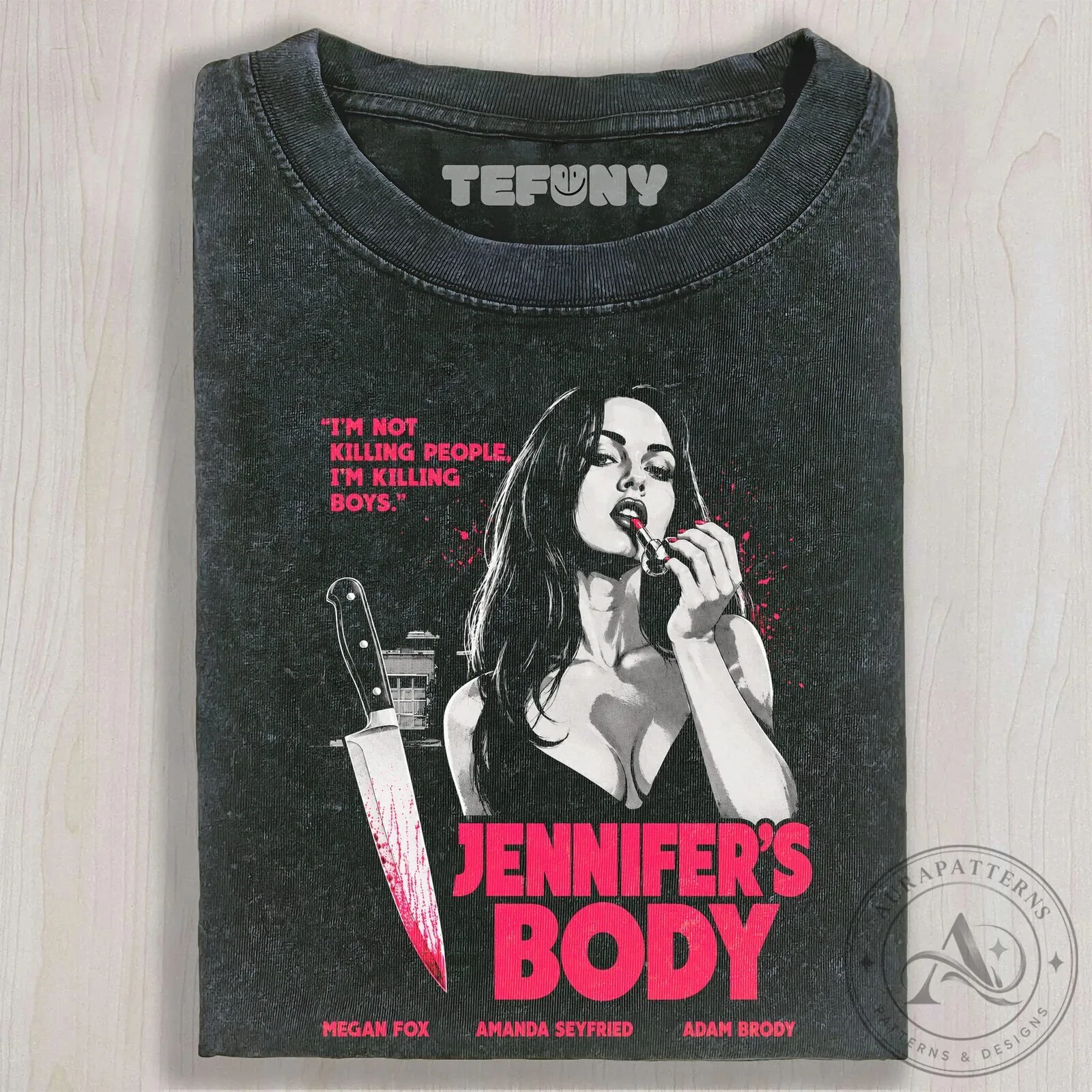 Jennifer's Body Megan Fox Horror Movie Quote Washed Black T-Shirt