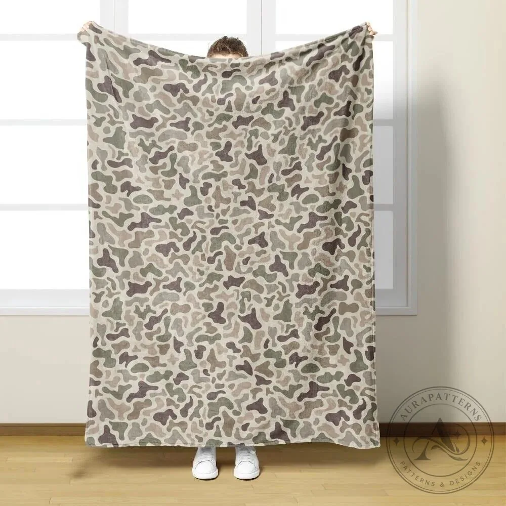 Retro Digital Camouflage Pattern Fleece Blanket