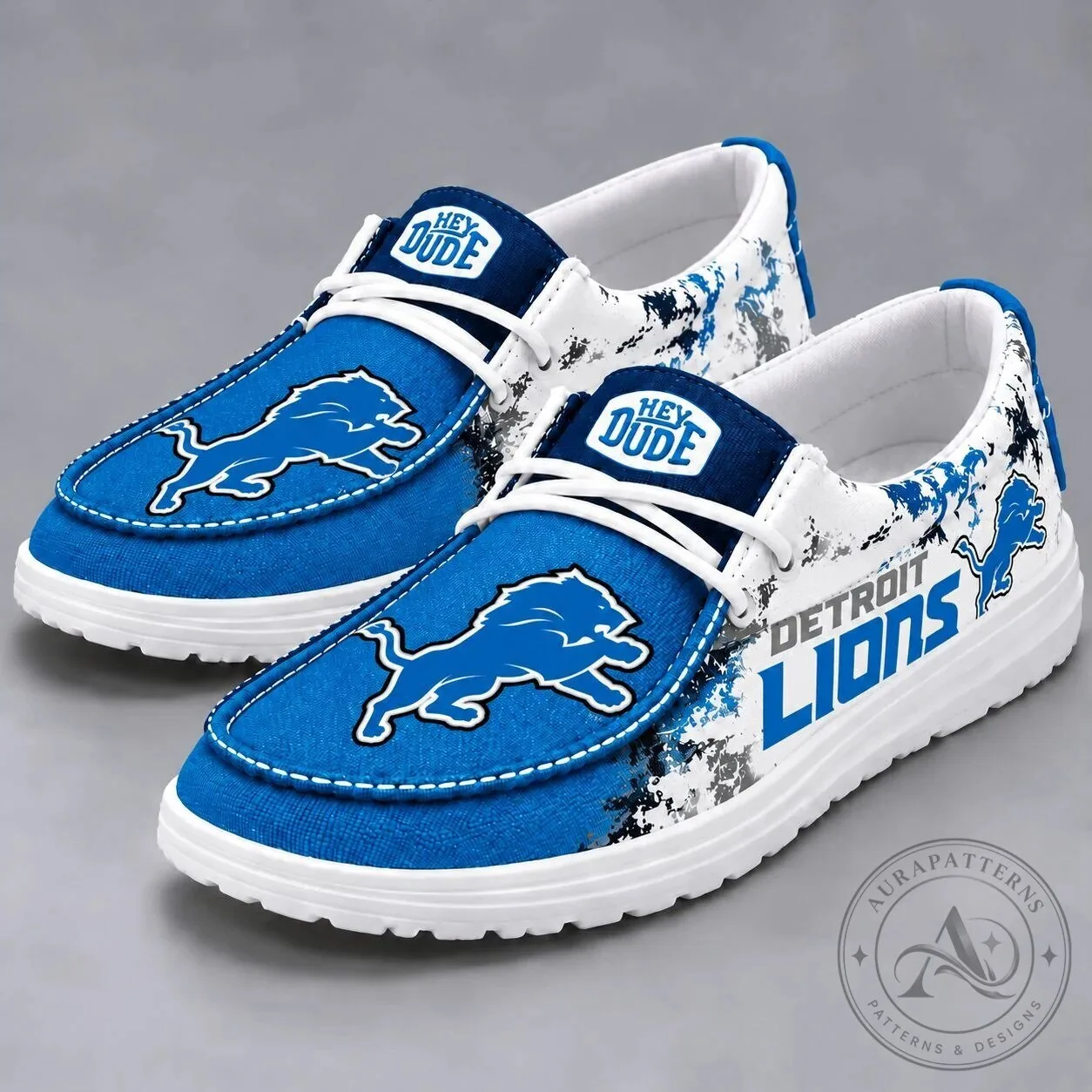 Detroit Lions NFL Team Logo Hey Dude Style Loafer Shoes for Men