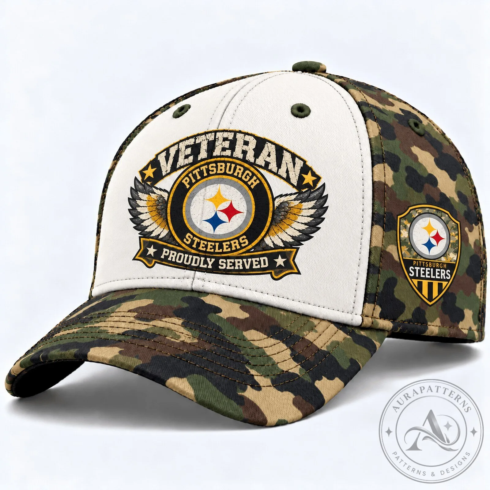 Pittsburgh Steelers Proudly Served Veteran Camouflage Baseball Cap Hat 1 Pittsburgh Steelers Proudly Served Veteran Camouflage Baseball Cap Hat